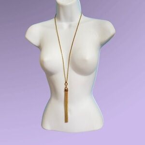 Gold Tone Dangle Chains Long Necklace